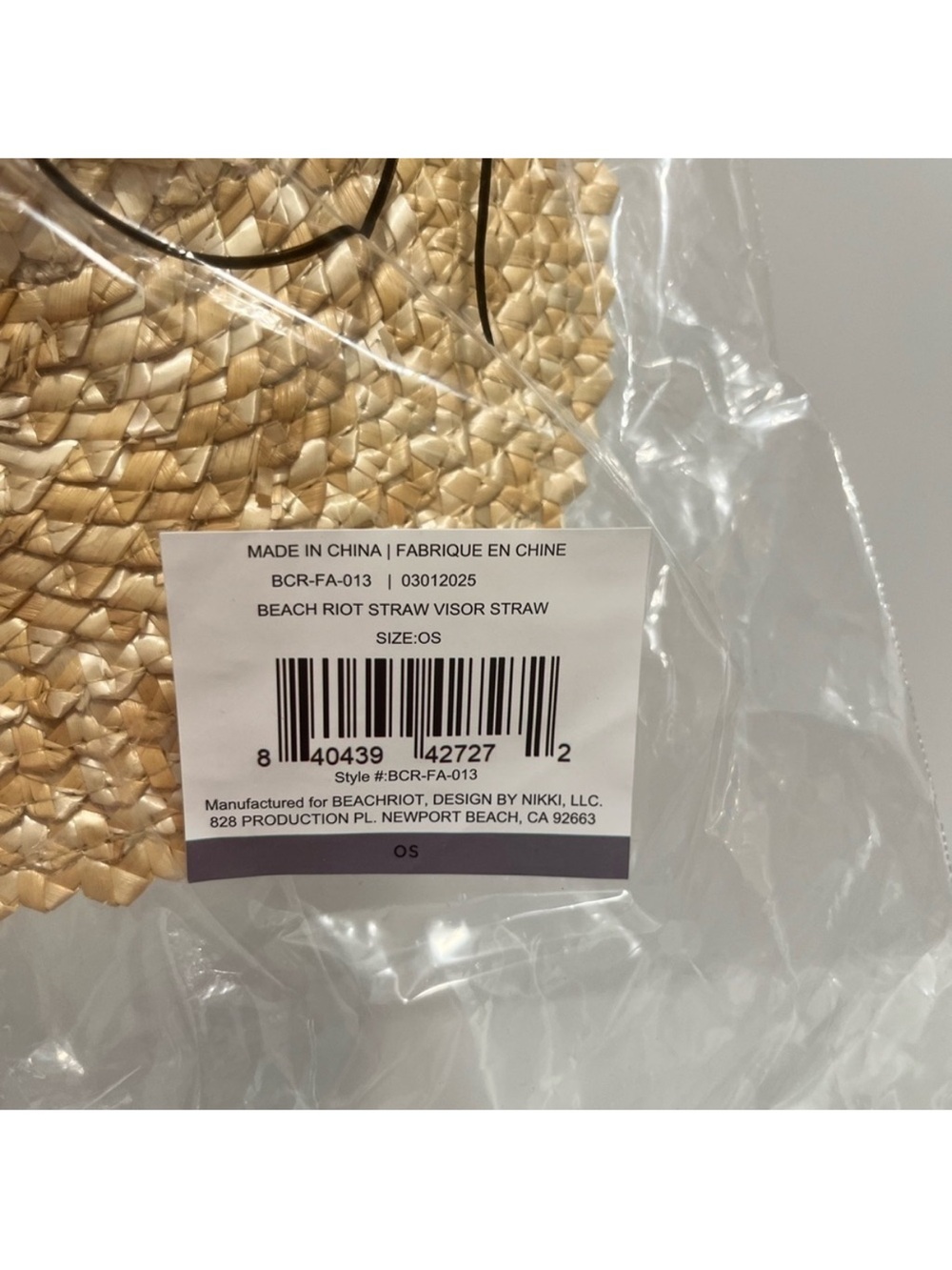 Beach Riot Straw Visor NEW - Picture 8 of 8